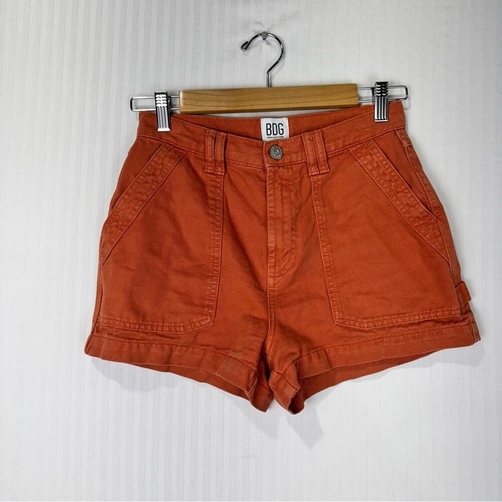 BDG Urban Outfitters Carpenter High Rise Shorts Women's Size 26 Orange Denim